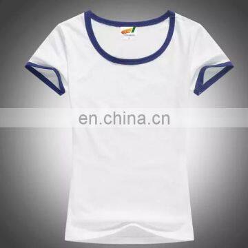 Girl's Round-neck T-shirt With Short Sleeves and Color End for Collar and Sleeves photo-3