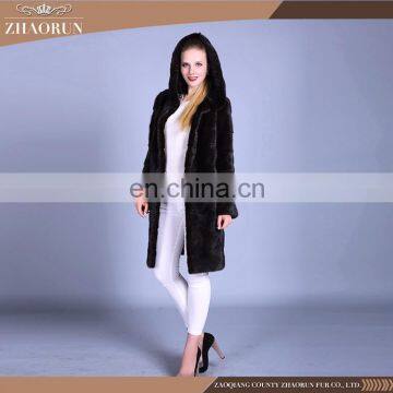 Ladies Winter Long Fur Coat Winter Mink Fur Coat Original Color Real Mink Coats