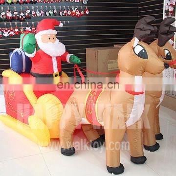 210cm advrtising inflatable christmas old man santa claus on christmas Elk sleigh