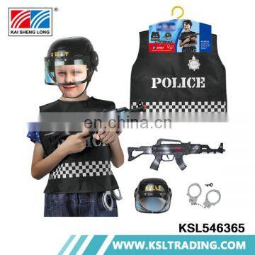 Boys cosplay party kids police costume with gun and helmet