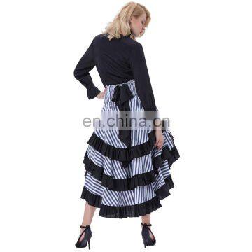 Belle Poque Striped Gathered Steampunk Vintage Gothic Style White High-Low Skirt BP000345-1 photo-2