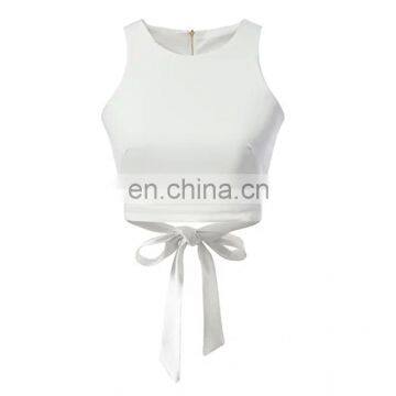 Wholesale Various Bulk Custom Blank Ladies Bowknot Cotton Crop Tops