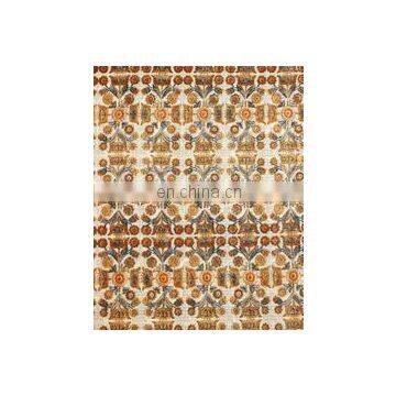 Light Brown Floral Leaf Kota Doria Screen Printed Fabric