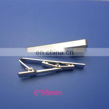 55x6mm standard size plain silver necktie clip for formal suit