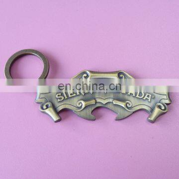 zinc alloy antique plated engraved logo metal key chain