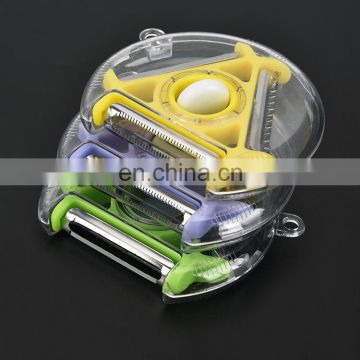 Creative kitchen tool rotary round three-head peeler