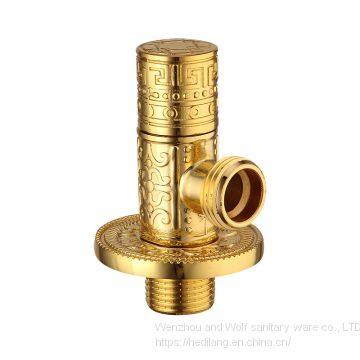 All copper gold thickened hot and cold water triangle valve water stop valve