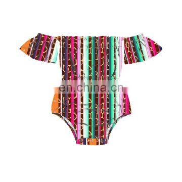 Mexican Serape Off Shoulder Jumpsuit Baby Overalls Girl Rompers