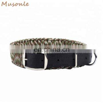 Custom army green camo handmade dog paracord collar