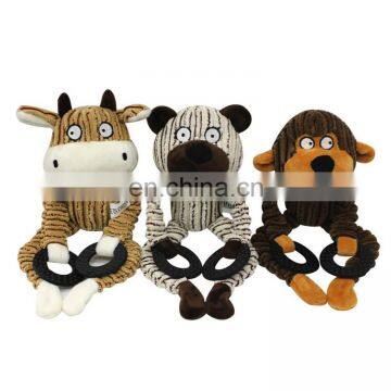 Wholesale interactive lovely animal chew dog squeaky plush pet toy