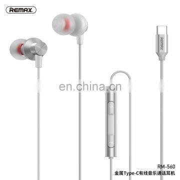 Remax New RM-560 Metallic 10mm Speaker Deep Bass In-ear Earphones Type-C With Mic&volume Control photo-3