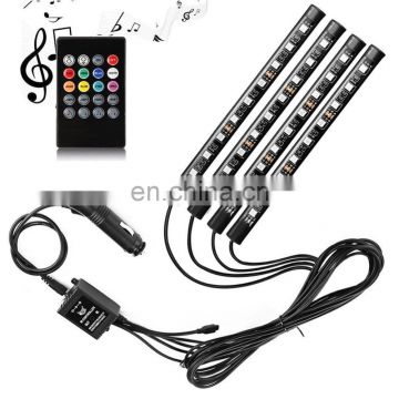 Car Interior Atmosphere LED RGB Strip with music control 4Pcs 36Leds