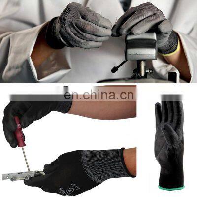 En388 4131 White Black Guantes de Trabajo Palm Coated Nylon PU Gloves Polyurethane Palm Fit Safety Glove Work Gloves photo-3