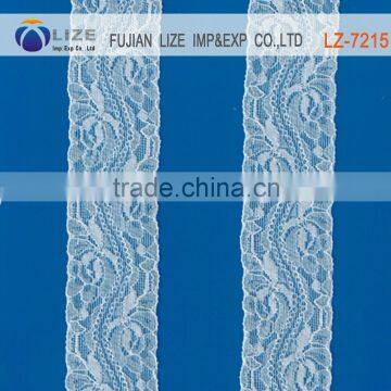 New design Stretch narrow raschel lace trim white LZ-7215