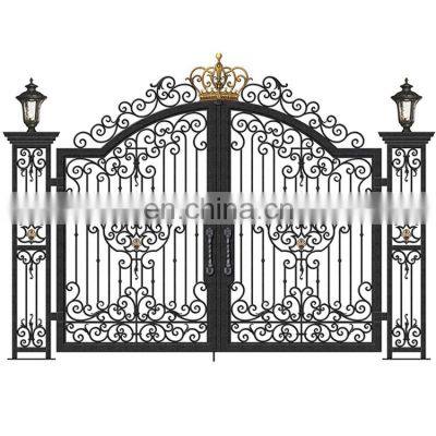 saftey royal retail security exterior black big side metal wrought iron main iron gate door sliding design prices