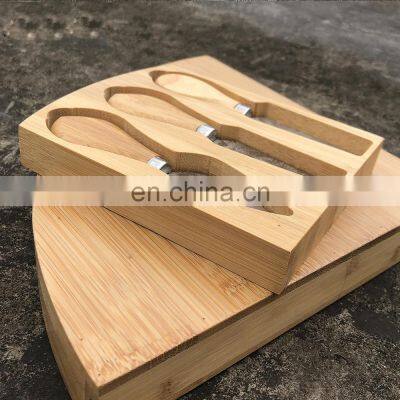 Wholesale Custom Natural Premium Platter Charcuterie Bamboo Cheese Board Set With 3 Cheese Knife Tools photo-3