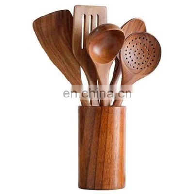 Factory direct supply Japanese creative triangle handle wooden spoon and fork set dessert and wooden tableware