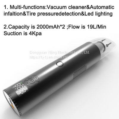 YI JING OEM Car Vacuum Cleaner Pump 120PSI Electric Tyre Inflator 16L/min Air Compressor photo-3