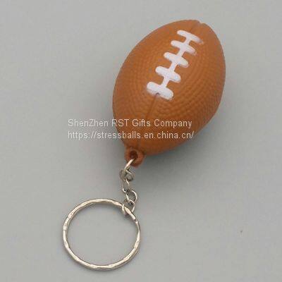 Pu Foam Rugby Anti Stress Ball Keychain for Sports Fans and Stress Relief