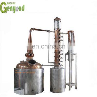 200L-3000L Double Pots Distiller With 6 Plates Copper Column Drain Valve Elbow Dephlegmator