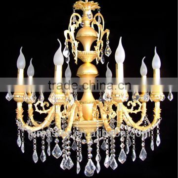 modern luxury 5 star hotel crystal chandelier with 8 lights /decorative heads crystal chandelier pendant light