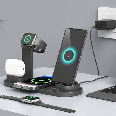 Mobile Accessories Wholesale 3/4/6 in 1 10w 15w wireless charging fast charger stand Mobile Holder Charging Stand & Holders