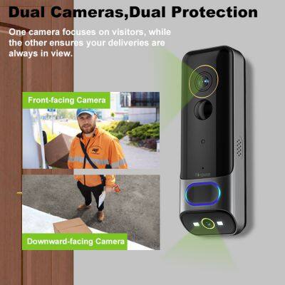 OEM Home Security Electronic Talking Doorbell WIFI Dual Lens Camera Doorbell 3MP 2MP Dual Camera Door Bell With Storage Chime photo-3