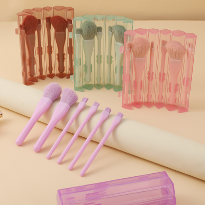 Customized candy colored makeup brush six pack multifunctional portable boxed makeup brush eye beauty tool set