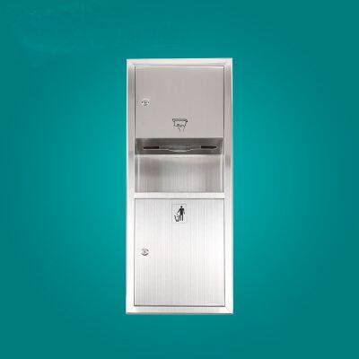 Stainless Steel Three-in-one Hand Dryer, Commercial Embedded Hand Dryer for Public Restrooms, Paper Box Trash Can.
