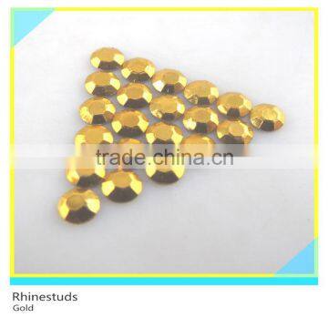 Iron on Octagon Rhinestuds Gold Round Flatback Metallic Ss6 2mm 600 Gross Package