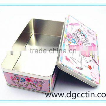 Rectangle shape green color tin metal tissue box