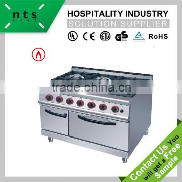 hotel restaurant gas burner with gas oven(6 burners)