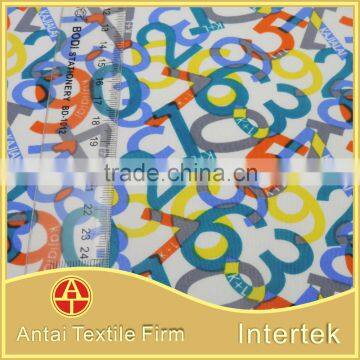 Multi color number design swimwear fabric /colorful figures printing knitted fabric for intimate wear