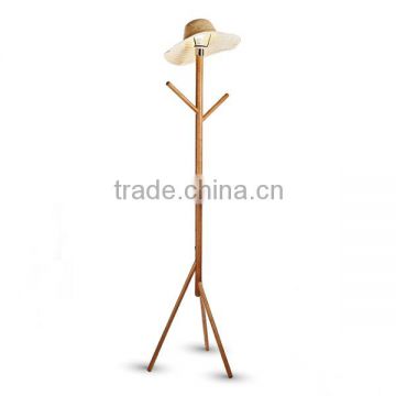 solid wood tripod white fabric shade floor lamp