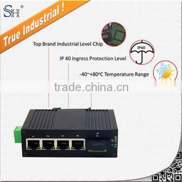 Multi-mode dual fiber SC 4x RJ45 port industrial switch