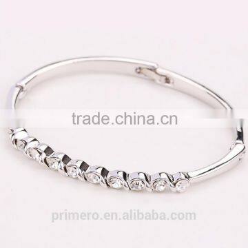 Fashion Colorful Crystal Bangles Silver Gold Plated Bracelet for Women Wedding Jewelry photo-3