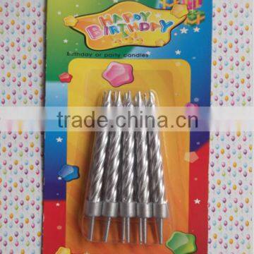 Wholesale Silvery Colored Paraffin Spiral Wax Birthday Candle/Red Colored Wax Birthday Candle