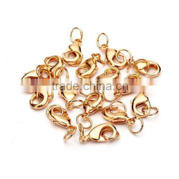 TOP Quality 12mm Gold Plated Jewelry Lobster Claw Clasp Findings with 2pcs 6mm Open Jump Rings 20pcs per Bag for Jewelery Making