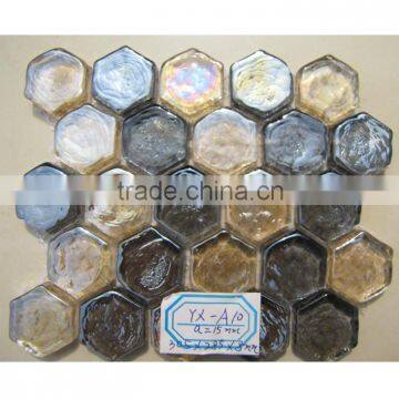 Wholesale price hexagon coloured glaze mosaic tile for kitchen and bathroom wall