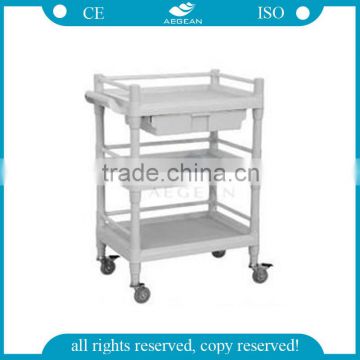 AG-UTB09 CE ISO three layers mobile plastic hospital medical abs nursing trolley