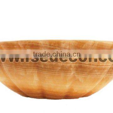 Round Yellow Marble Stone bathroom counter basin(FSE-STS-115M)