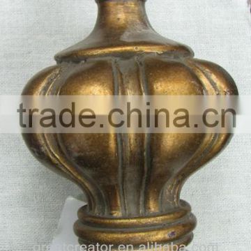 Tulip Gold Leaf Decorative Resin Finial for Wooden Curtain Rod; Home Decoration Accessories; Manufacturer from China