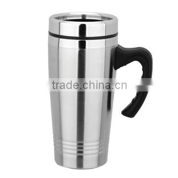 double layer stainless steel travel mug with handle