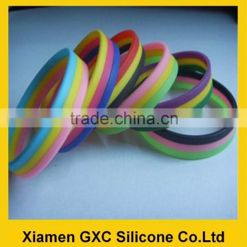 fashion 3 layer color silicone rubber wristband