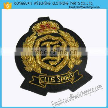 hand embroidery badges/Hand Embroidery Bullion Wire Badges