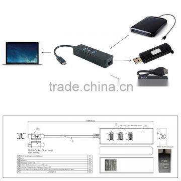 High Speed USB3.1 HUB to RJ45 and USB Date Connector for Galaxy Tab photo-4