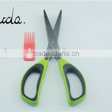 5 blade stainless steel multifunction herb scissor/paper scissors with brush BD-S1623