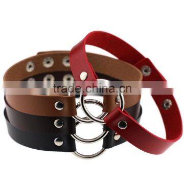 Handmade O-Ring Leather Necklaces Punk Gothic Collars Fashion Jewelry