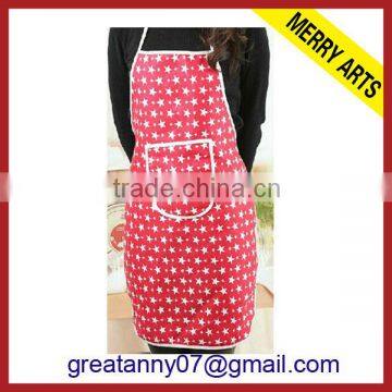 art red with white dot design adults aprons for painting