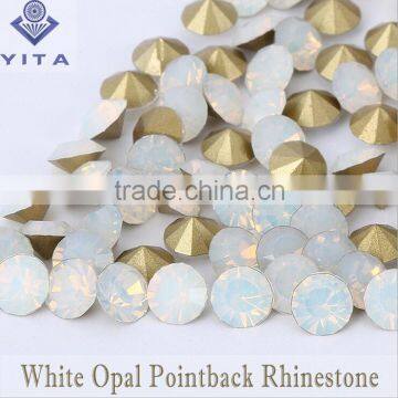 snow opal rhinestone pointback crystal